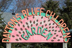 photo courtesy Nicole Pressley and DBCC Photo of Dayton's Bluff Children's Garden wooden sign